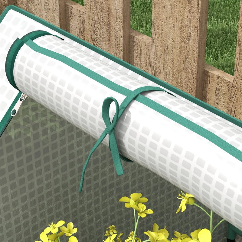 Outsunny Raised Garden Bed, Outdoor Metal Planter Box with Mini Greenhouse, White and Brown