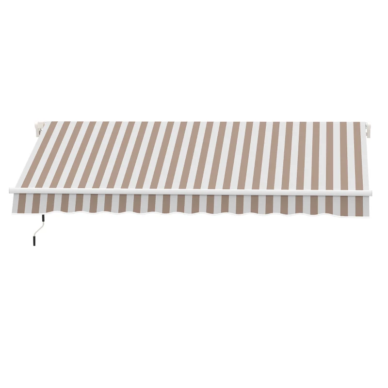 Outsunny 12' x 8' Retractable Awning Patio Awnings Sun Shade Shelter with Manual Crank Handle, Beige