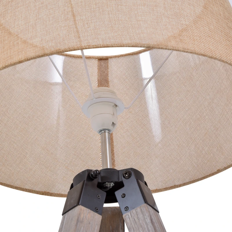 HOMCOM Multifunctional Floor Lamp with Shelf Height Adjustable Standing Lamp, Wood, and Beige