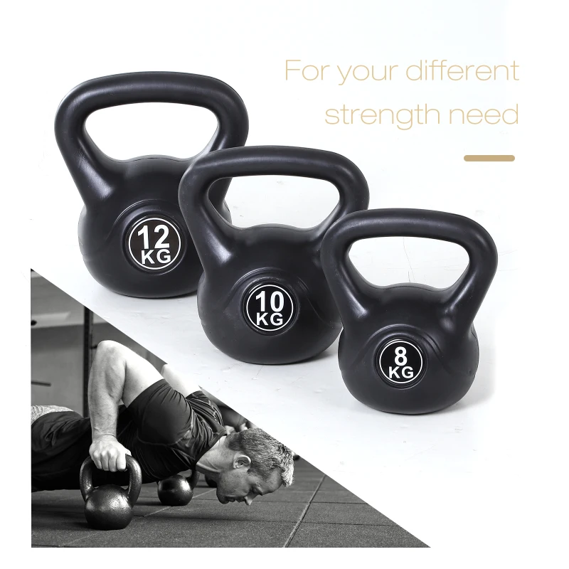 Soozier 26lb Fitness Kettlebell, Plastic Exercise Weight, Weightlifting Tools with Sand, Handle, Noise Reduction for Home, Gym