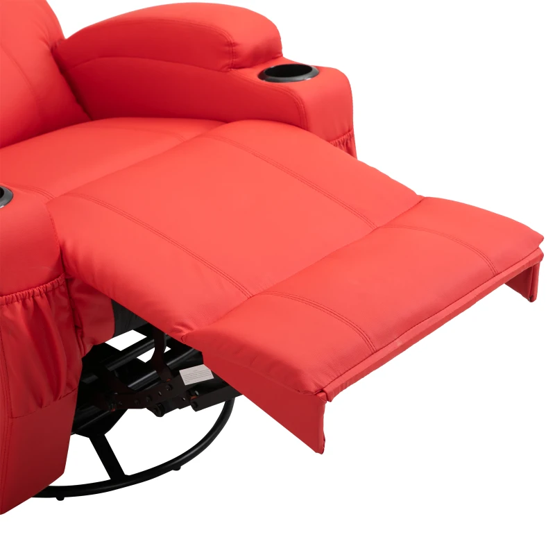 HomCom Faux Leather Heated Massage Recliner Chair with Remote - Bright Red