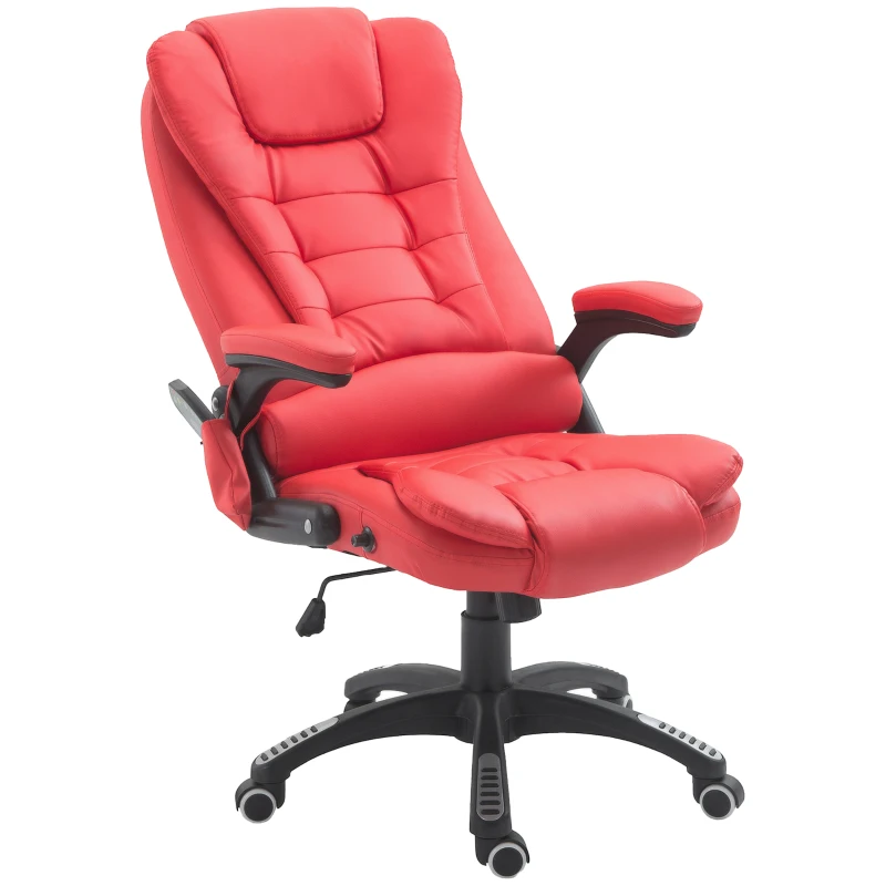 HOMCOM Adjustable Heated Ergonomic Massage Office Chair Swivel Vibrating High Back Faux Leather Executive Chair