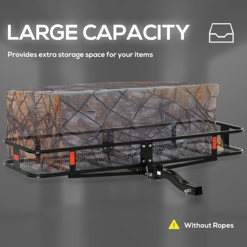 Aosom Folding Cargo Carrier with 500 lbs Capacity, 59‘’x19''x6'' Hitch Mount Luggage Basket Fits 2'' Receiver for Car SUV Traveling