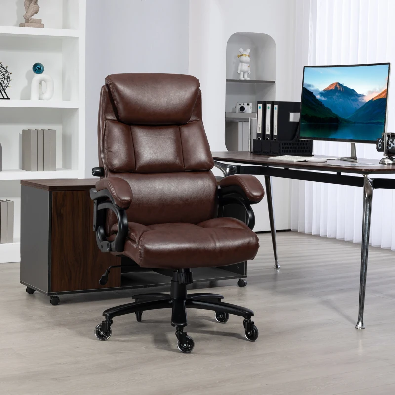 Vinsetto Big and Tall Office Chair, 400 lbs, Executive Computer Chair with PU Leather, Adjustable Height, Brown