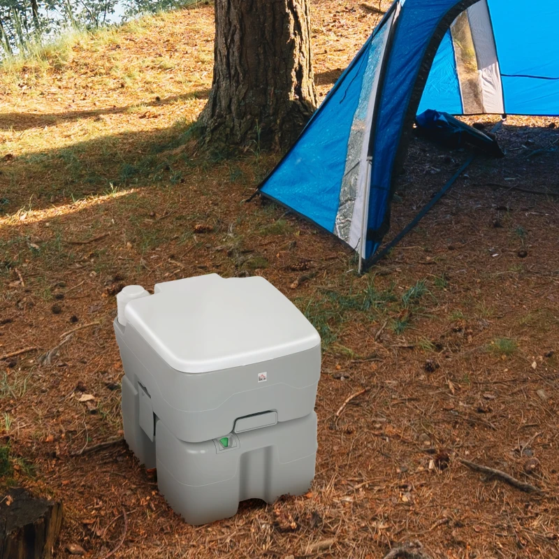 HOMCOM Outdoor Portable Travel Toilet Flushable Tank with Level Indicator  3 Way Pistol for Camping Boating Roadtripping 5.3 Gallon (20L)