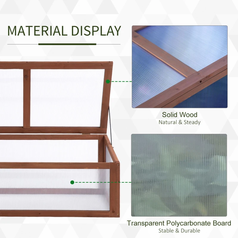 Outsunny Wooden Cold Frame Greenhouse, Mini Greenhouse with Polycarbonate Board and Solid Wood Frame, Green House Cold Frame
