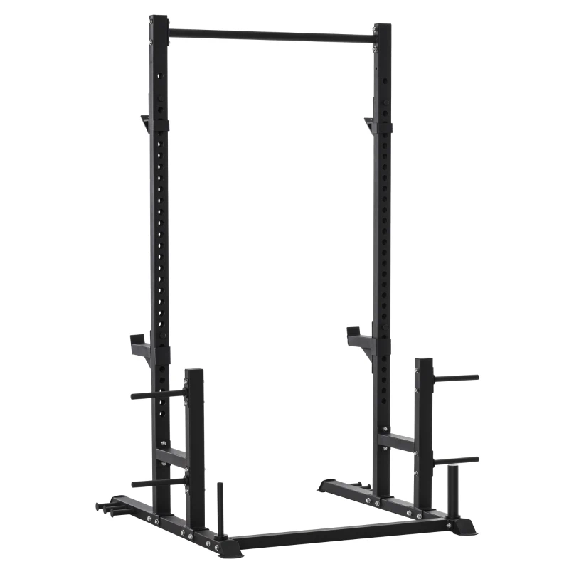 Soozier Power Rack with Pull up Bar and Adjustable Barbell Rack, Heavy-Duty Power Tower Strength Training Equipment for Home Gym