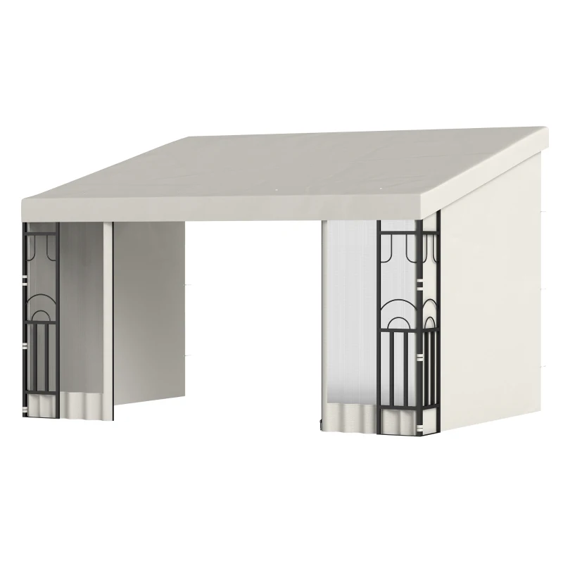 Outsunny 10' x 13' Wall Pergola, Outdoor Gazebo with 2 Curtains and 2 Nettings, UV Resistant, for Patio, Deck,  Beige