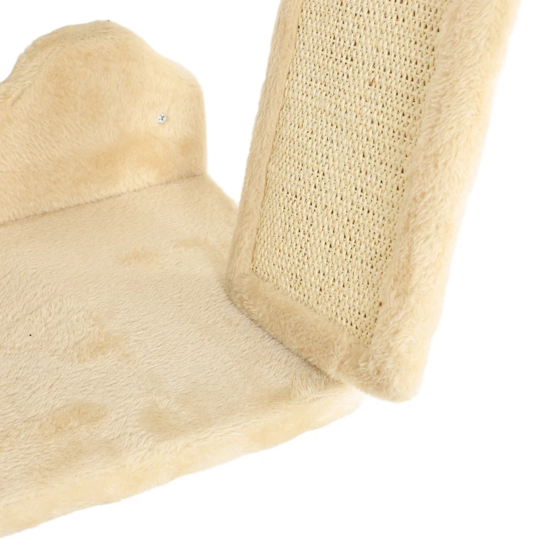 PawHut 3pc Cat Wall Shelves w/ Scratching Post, Perches, Ladder, Steps & Scratching Board, Beige