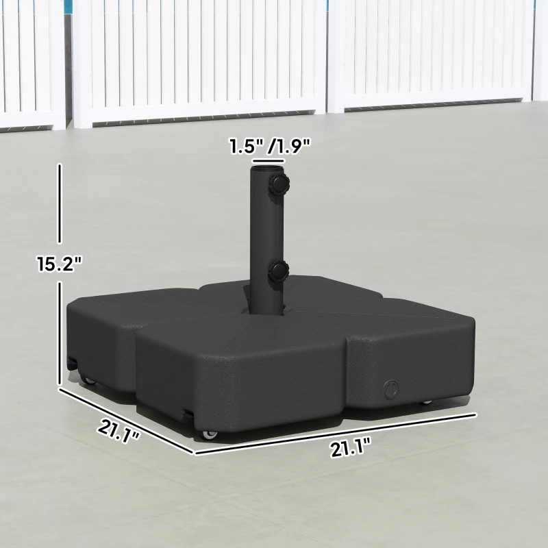 Outsunny Patio Umbrella Base with Wheels Outdoor Umbrella Stand Holder for 1.5"/1.9" Poles Black