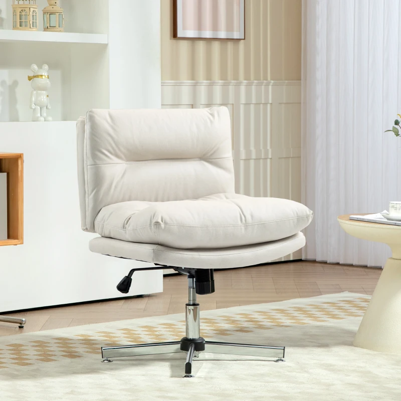 HOMCOM Armless Office Chair, Criss Cross Chair with Adjustable Height & Tilt Function for Home Office, Study, Light Grey