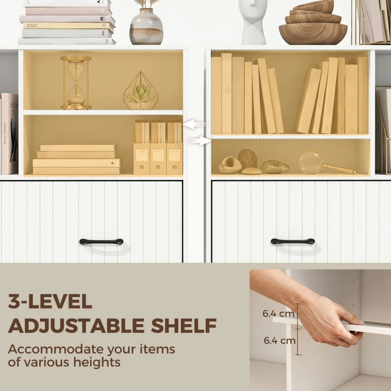 HOMCOM Lateral Office Filing Cabinet, 1-Drawer File Cabinet with Open Storage Shelves, Adjustable Hanging Bars, White