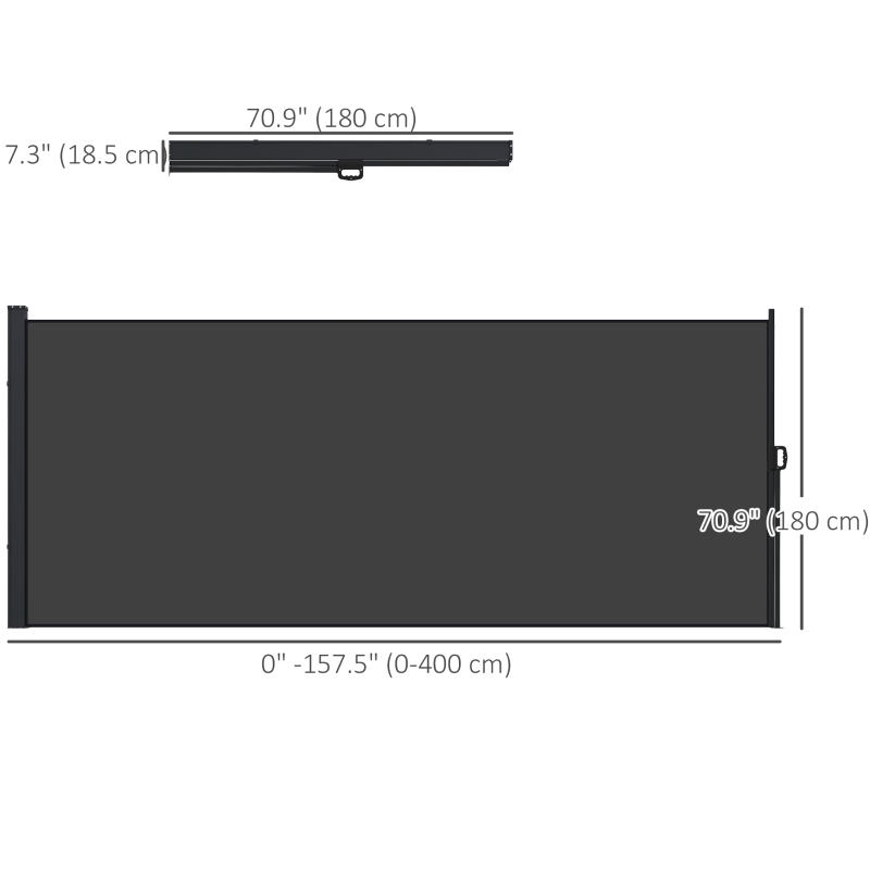 Outsunny 13' x 6' Retractable Side Awning, Outdoor Privacy Screen for Garden, Hot Tub, Balcony, Terrace, Pool, Black