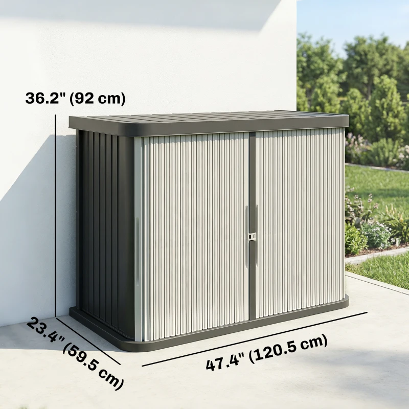 Outsunny 127 Gallon Outdoor Storage Cabinet, UV Resistant Garden Storage Container for Patio, Porch, Poolside, Grey