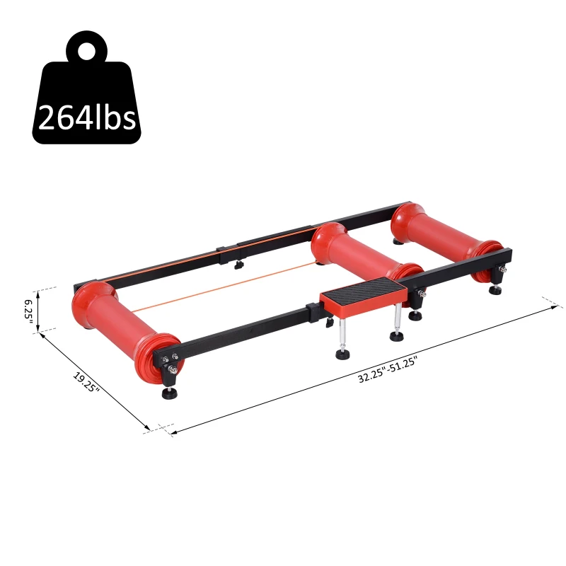 Soozier Bike Roller Adjustable Trainer Indoor Fitness Cycling Parabolic Roller Bike Trainer Portable Bike Exercise - Red