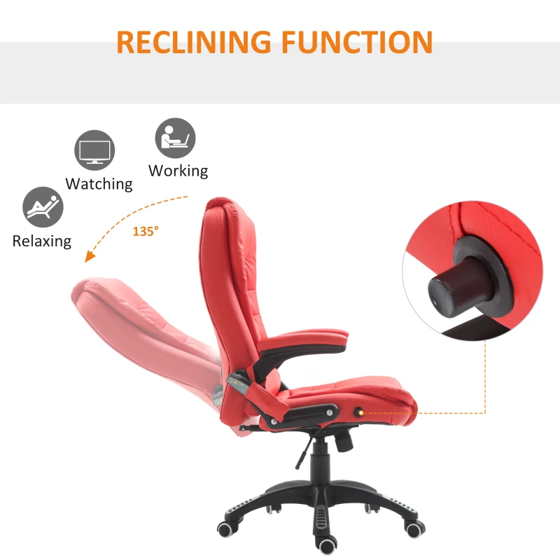 HOMCOM Adjustable Heated Ergonomic Massage Office Chair Swivel Vibrating High Back Faux Leather Executive Chair