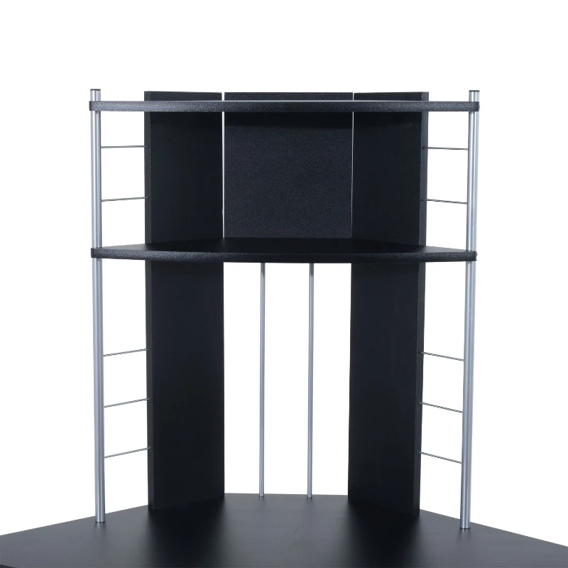 HomCom 45" Arch Tower Compact Modern Corner Computer Workstation Desk With Keyboard Tray And Shelves - Black