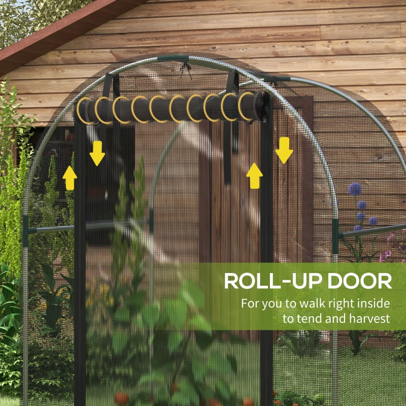 Outsunny Galvanized Steel Crop Cage, Plant Protection Tent with Zippered Door, 4' x 4', Black