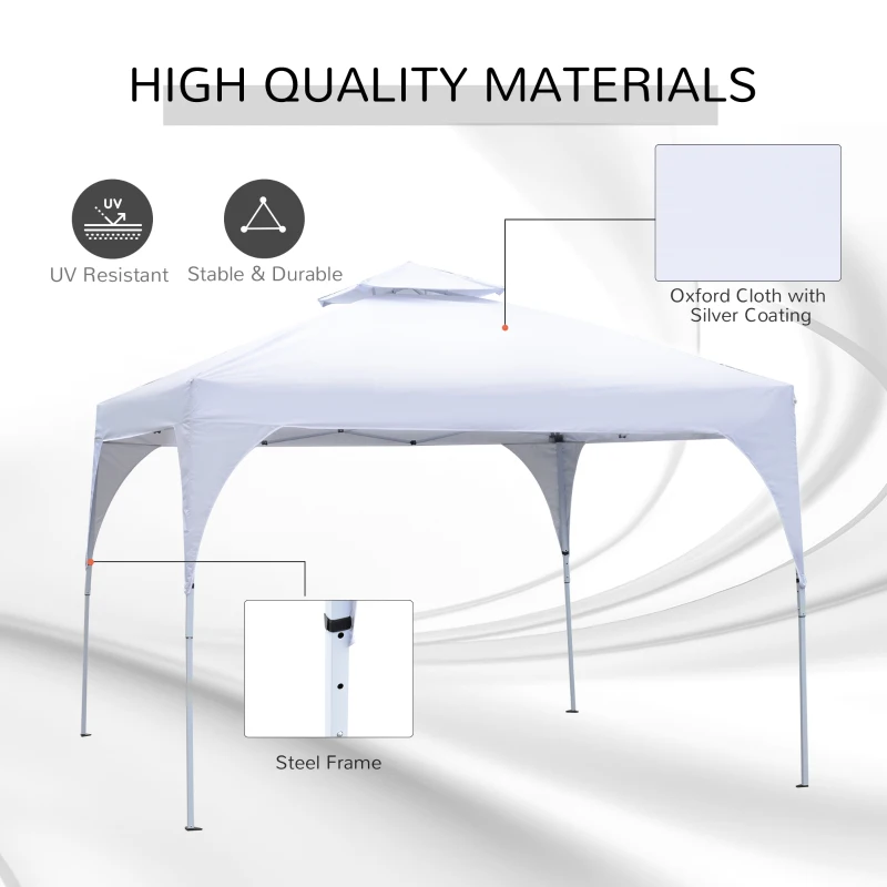 10' x 10' Easy Pop-Up Canopy Party Tent  Canopy Shelter with 2-tier Roof - White