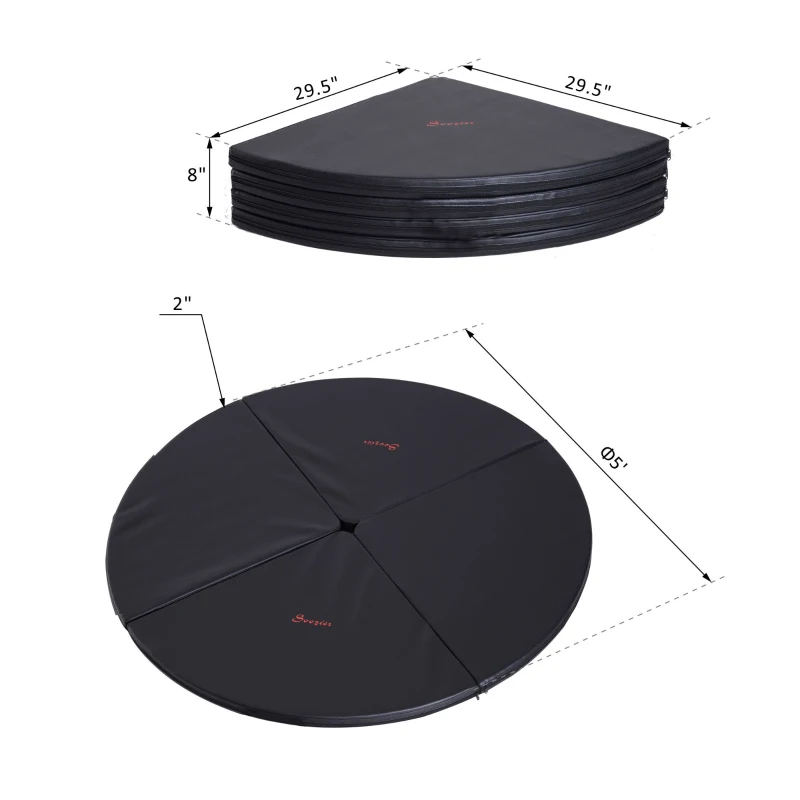 Soozier Pole Dance Mat, 2"T x 5'W Folding Pole Crash Mat for Home, Lightweight and Foldable, Black