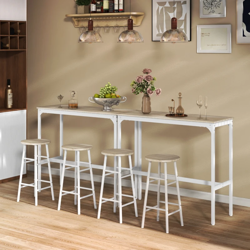 HOMCOM 3-Piece Counter Height Bar Table and Chairs, Dining Table and Chairs Set for 2, Pub Table and Chairs