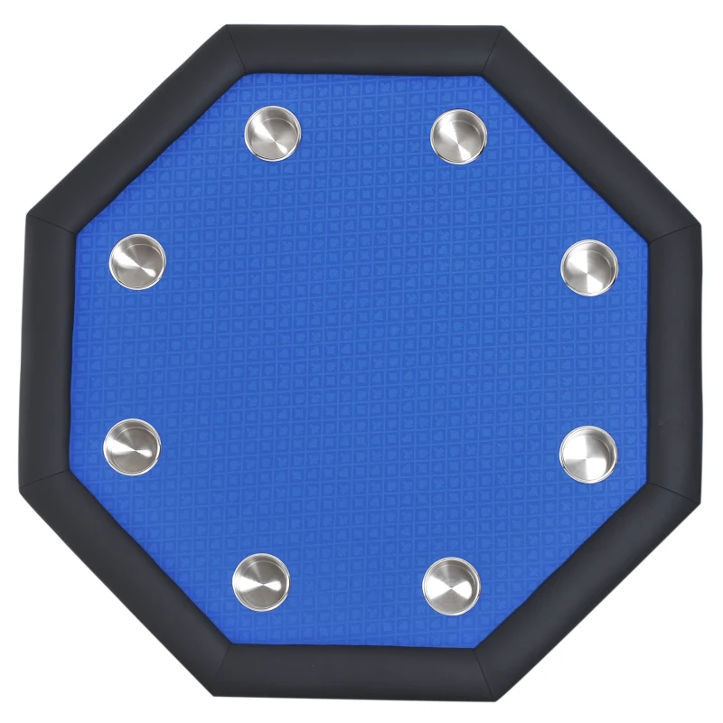 Soozier 47" 8 Player Octagon Poker Table with Cup Holders Folding Top - Blue