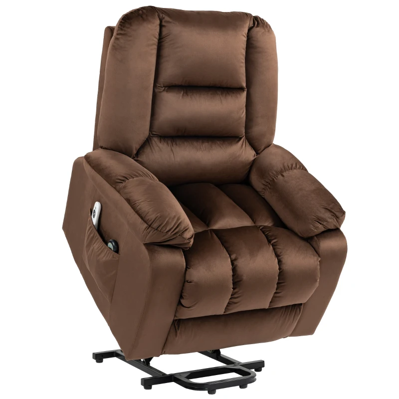HOMCOM Lift Chair, Quick Assembly, Electric Riser and Recliner Chair with Vibration Massage, Heat, Side Pockets, Brown