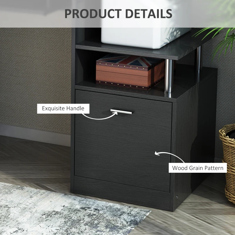 HOMCOM Wood Computer Desk Table Laptop Workstation with Storage Shelf Drawer Office Home Black