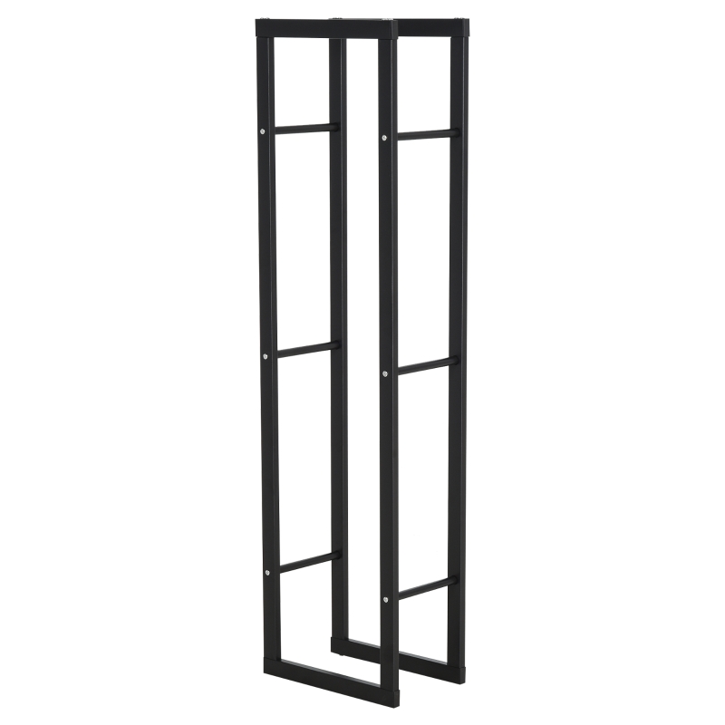 HOMCOM 15.7" x 9.8" x 59.1" Firewood Rack Outdoor, Log Holder Fireplace Storage Rack with Handles and 220 lbs. Weight Capacity, Black