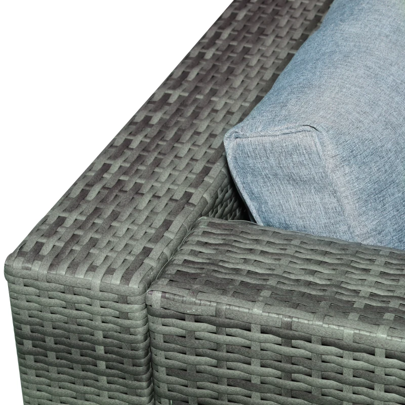 Outsunny 5-Piece Outdoor Sectional Furniture, Patio Sofa Set, PE Wicker Couch, Cushions, Pillows, Ottoman, Table, Light Gray
