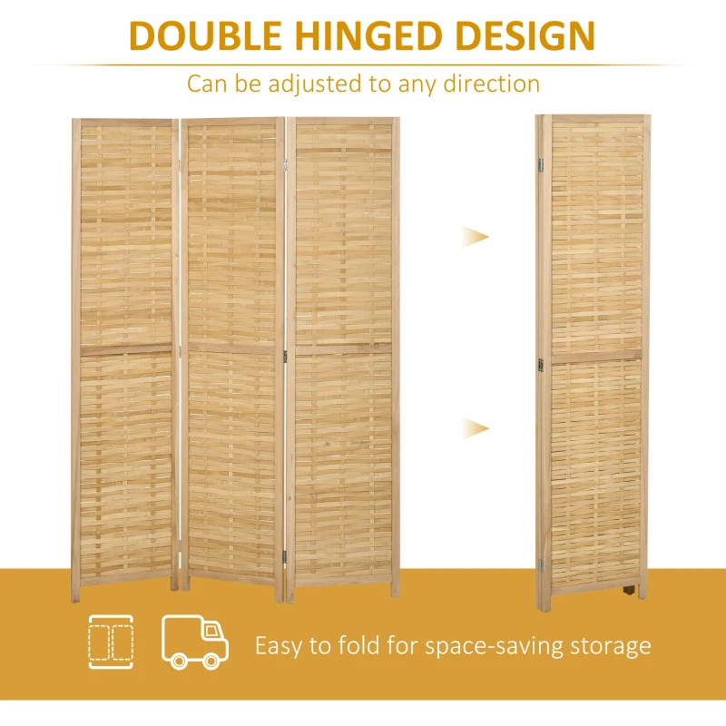 HOMCOM Hand Woven Room Divider, 3 Panel Bamboo Folding Privacy Screen for Home Office, 47.25"x67"x0.75", Natural