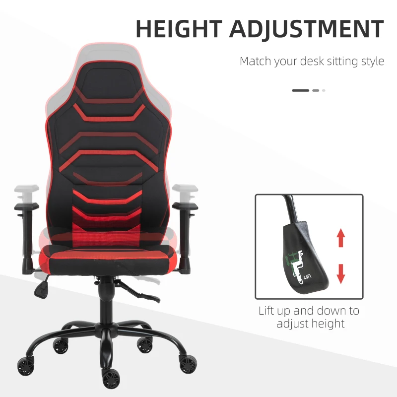 Vinsetto High Back Racing Style Gaming Office Chair Home Computer Task Chair with Armrest, Seat on Wheels, Tilt,  Red