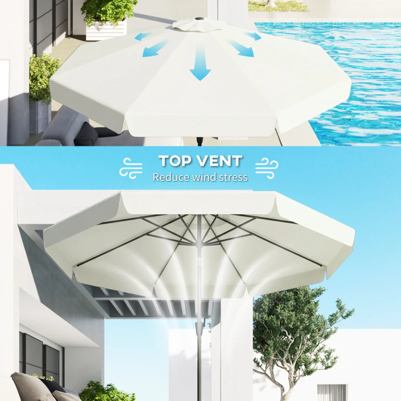 Outsunny 8.5 ft Outdoor Market Table Umbrella, Round Patio Umbrella with Tilt and Crank for Garden, Backyard, Deck, Cream White