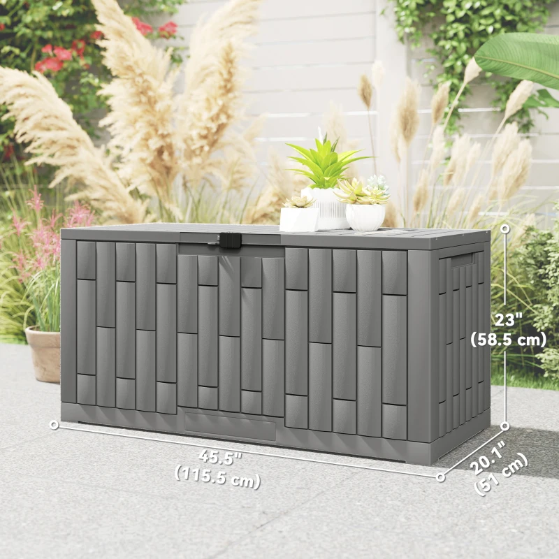 Outsunny 80 Gallon Resin Deck Box, Lockable Outdoor Storage Box, Splash-Resistant & UV Resistant Patio Storage Container