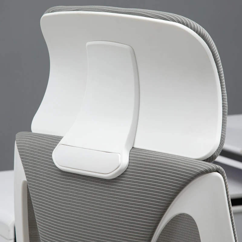 Vinsetto Ergonomic Home Office Mesh Desk Chairs, Computer Task Chair with Massage Lumbar Cushion, Adjustable Seat & Headrest,  Rocking Function, Grey