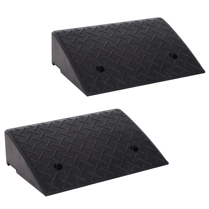 HOMCOM Rubber Curb Ramps Set, 4'' Heavy Duty Driveway Ramps with 33,000lbs Weight Capacity for Low Cars, Motorcycle, 2 Pack, 19" x 12.5" x 5"
