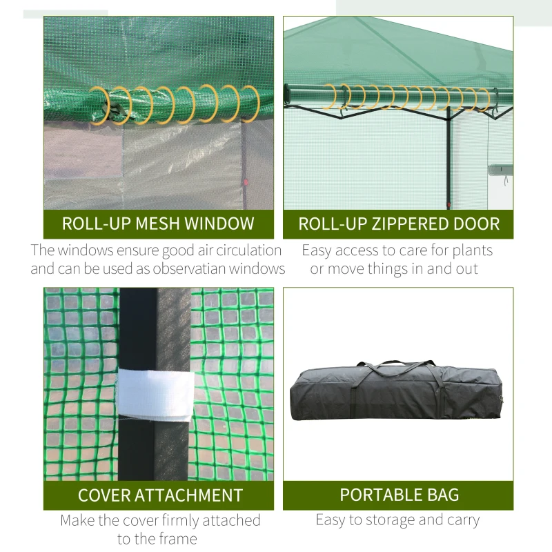 Outsunny 10' x 8' Portable Walk-in Greenhouse, Folding Pop-up, Outdoor Canopy Hot House, Roll-Up Zipper Door & 2 Ventilating Side Windows for Growing Flowers, Herbs, Vegetables, Saplings, Succulents