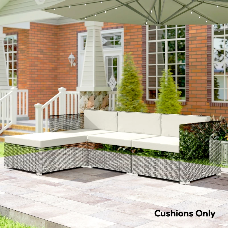 Outsunny Patio Furniture Cushions Water-Repellent Outdoor Loveseat Cushion Removable Covers 23.6" x23.6", Cream