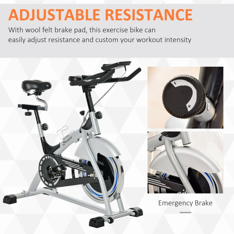 Soozier Exercise Bike, Indoor Cycling Stationary Bike, Belt Drive with Heart Rate, Adjustable Seat and Handlebar, LCD Monitor for Home Workout