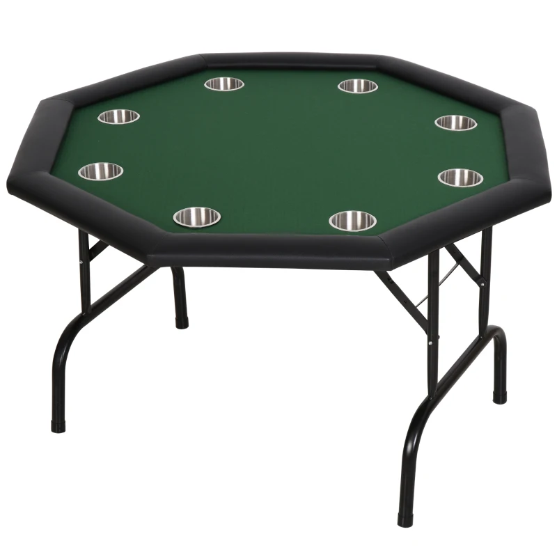 Soozier 47" 8 Player Octagon Poker Table with Cup Holders Folding Top - Green