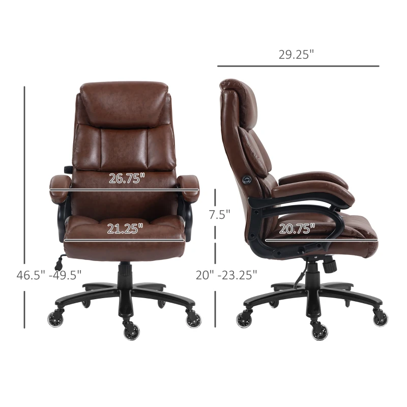 Vinsetto Big and Tall Office Chair, 400 lbs, Executive Computer Chair with PU Leather, Adjustable Height, Brown