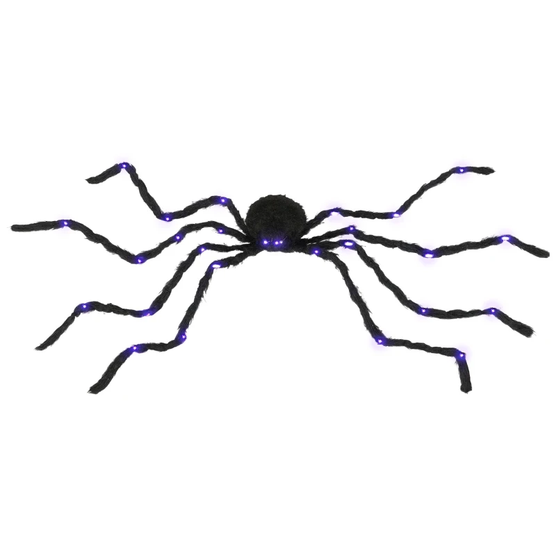 HOMCOM 3.25" Halloween Prop Light-up Oversized Spider, Outdoor Halloween Decoration with Light Up Bendable Legs