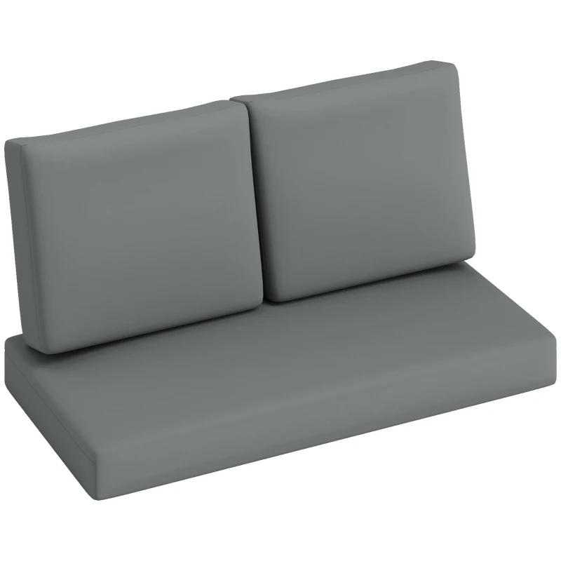 Outsunny 2 Seater 5" Thick Outdoor Seat Cushions with 7" Backrest, Loveseat Outdoor Furniture Cushions, Fade-Resistant Replacement Patio Cushions for Indoor Outdoor, Light Grey