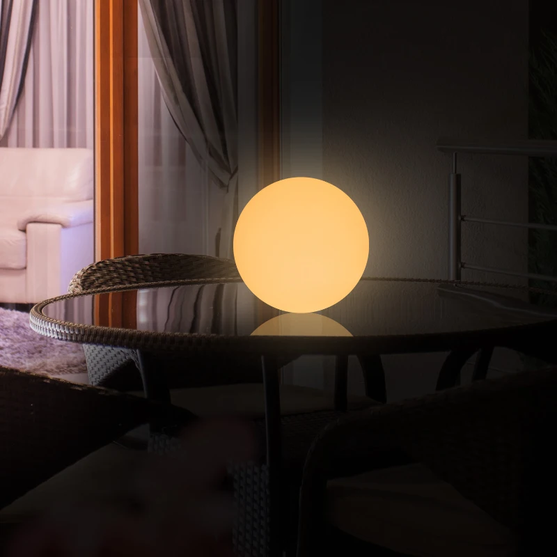 HOMCOM 12" RGB Outdoor LED Ball Light Waterproof Rechargeable Adjustable Color Changing Globe Orb Lamp With Remote Control
