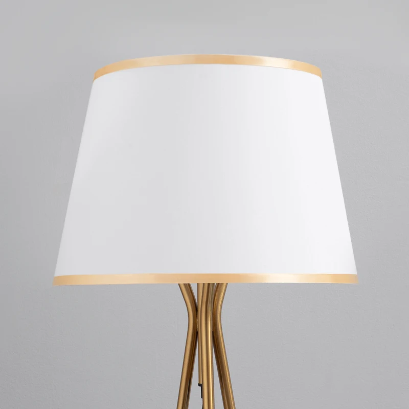 HOMCOM Modern Tripod Floor Lamp, Freestanding Lamp w/ Fabric Lampshade and E26 Base for Living Room, No Bulb - Gold