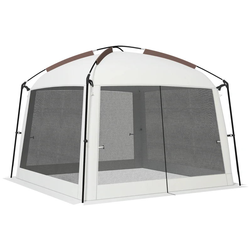 Outsunny 10' x 10' Screen Tent, UV50+ Protection Outdoor Screen House with Carry Bag & Ground Stakes, Fits 6-8 People, White