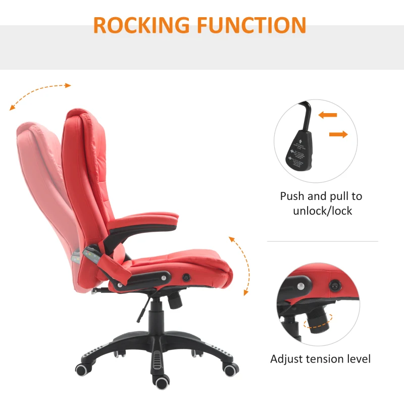 HOMCOM Adjustable Heated Ergonomic Massage Office Chair Swivel Vibrating High Back Faux Leather Executive Chair