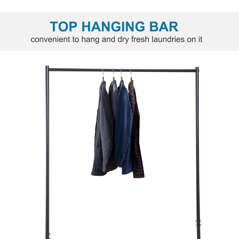 HOMCOM 4-Bag Rolling Laundry Sorter Cart Heavy Duty with Hanging Bar Large Washing Bag and Wheels Laundry Storage Black