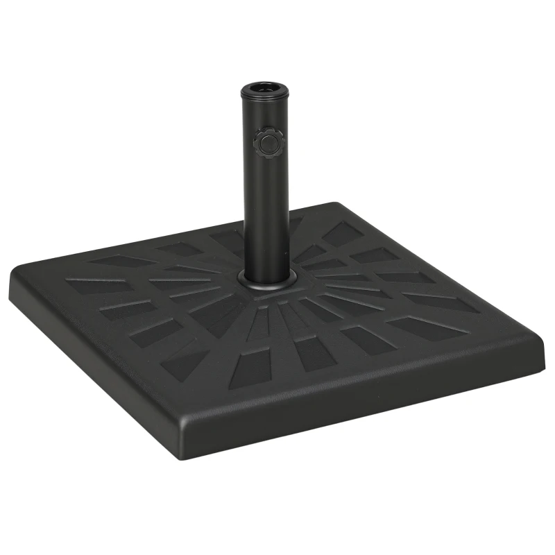 Outsunny 42 lb Heavy Duty Patio Umbrella Stand, 20" Resin Outdoor Umbrella Base, Square Market Umbrella Holder, Black