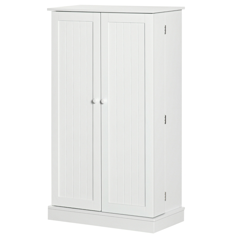 HOMCOM 41" Modern Kitchen Pantry Freestanding Storage Cabinet with Double Doors Adjustable Shelves for Living Room - White